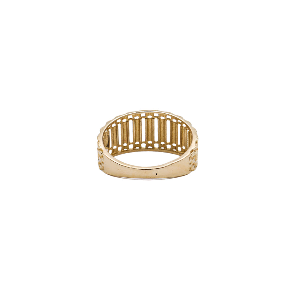 14K Solid Yellow Gold Woven Chain Band Ring 4-13"