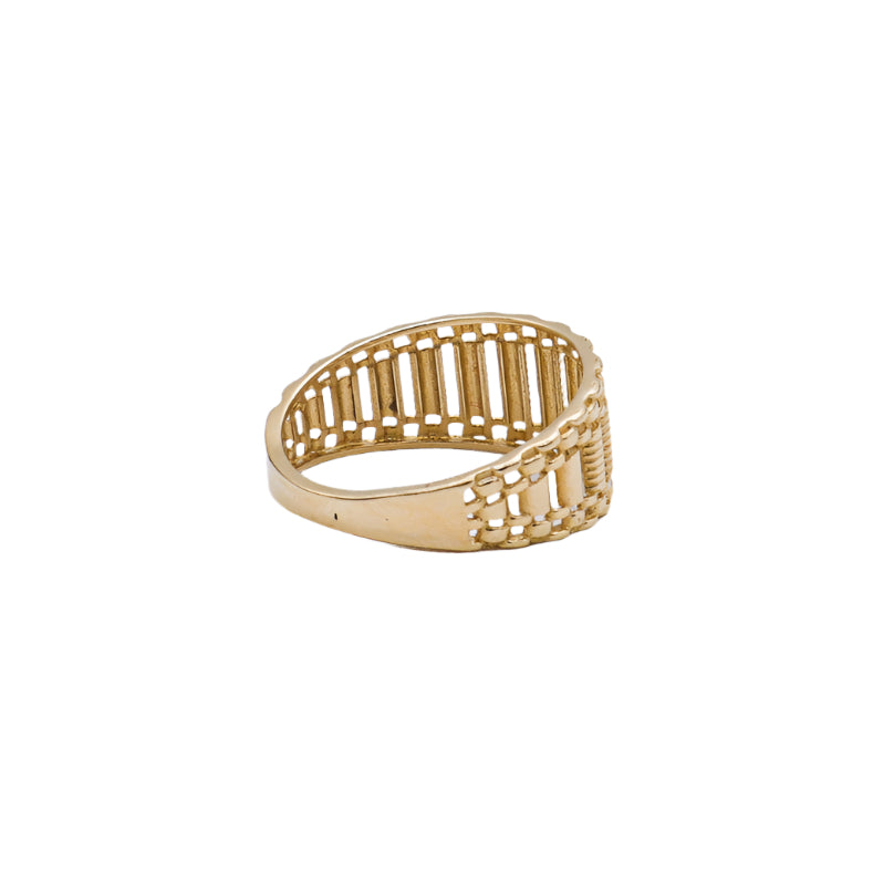 14K Solid Yellow Gold Woven Chain Band Ring 4-13"