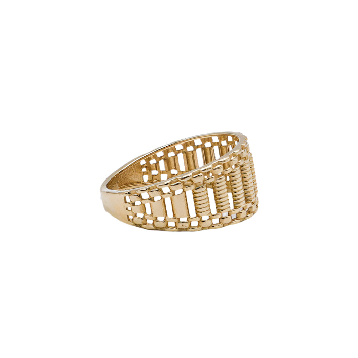 14K Solid Yellow Gold Woven Chain Band Ring 4-13"