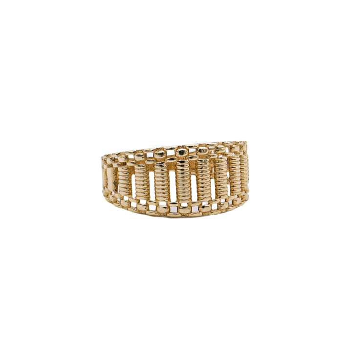 14K Solid Yellow Gold Woven Chain Band Ring 4-13"