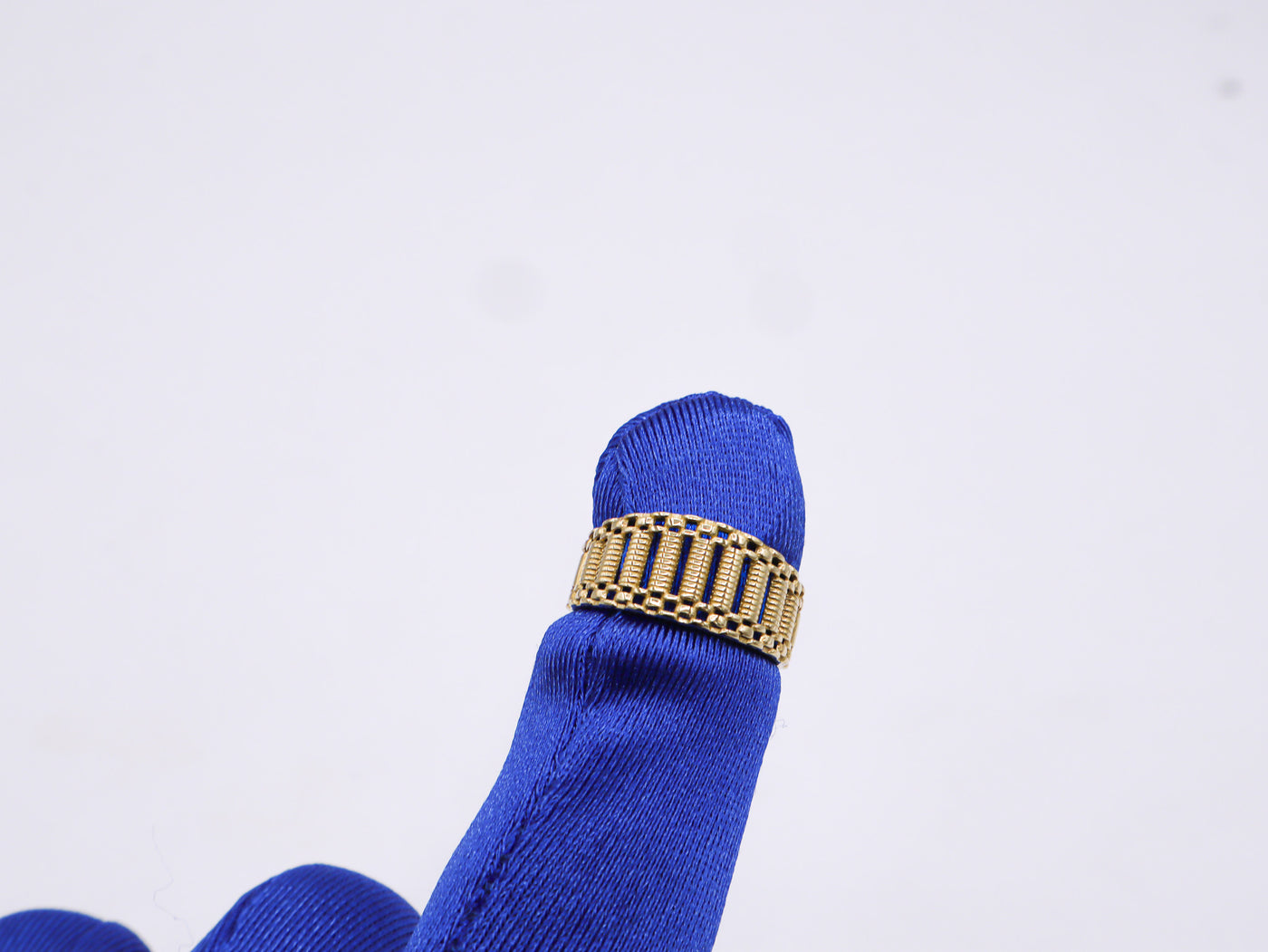 14K Solid Yellow Gold Woven Chain Band Ring 4-13"