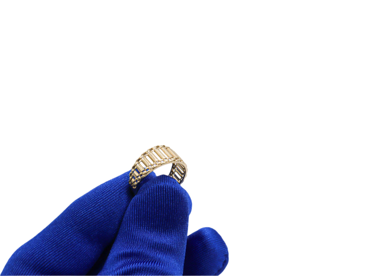 14K Solid Yellow Gold Woven Chain Band Ring 4-13"