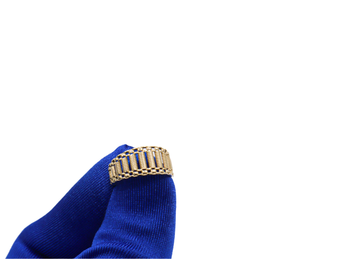 14K Solid Yellow Gold Woven Chain Band Ring 4-13"