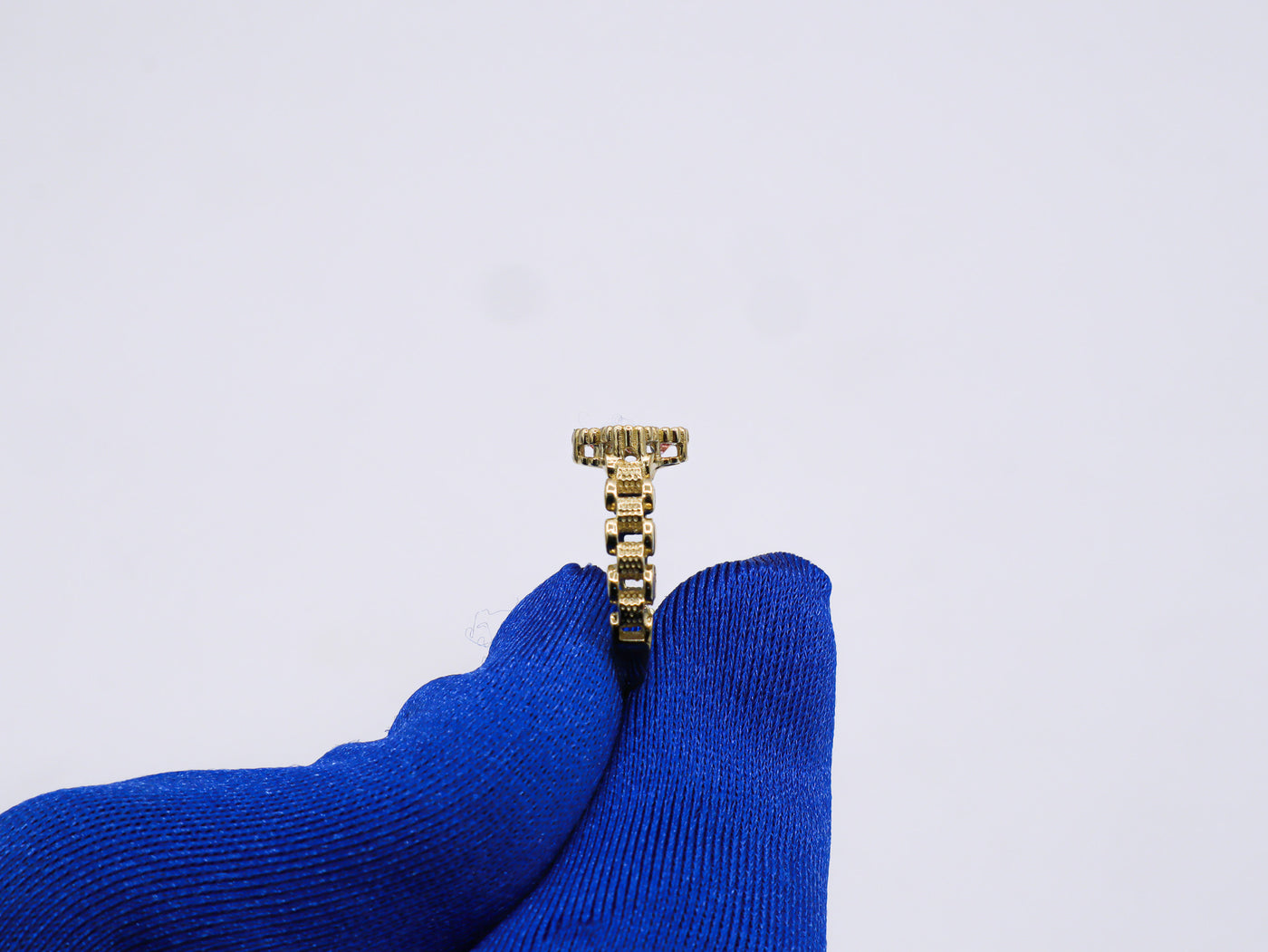 10K Solid Yellow Gold Pink Four Leaf Clover Rolly Band Ring