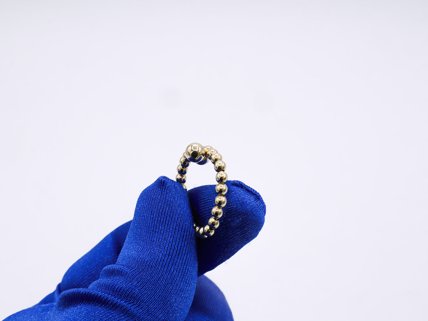 14K Solid Yellow Gold Adjustable Beaded Ring
