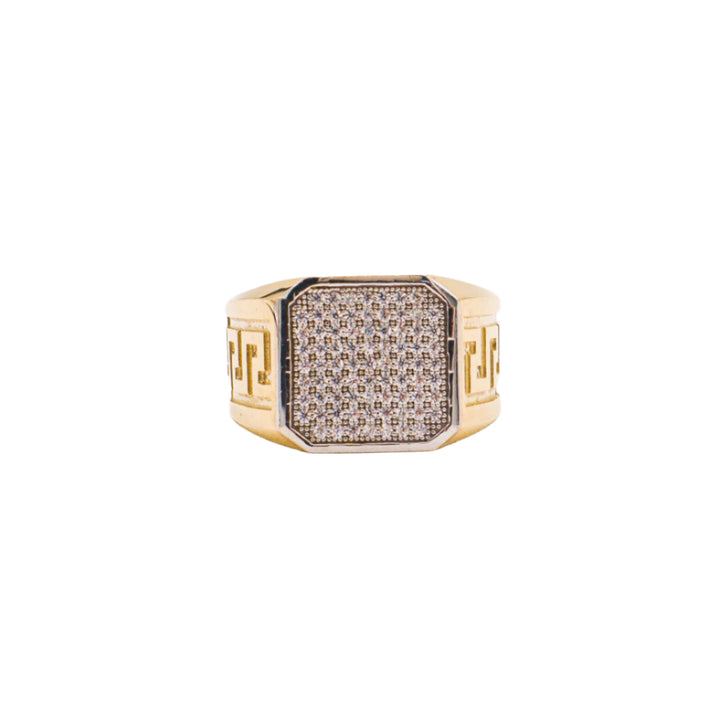 10K Solid Yellow Gold Octagon CZ Baroque Ring