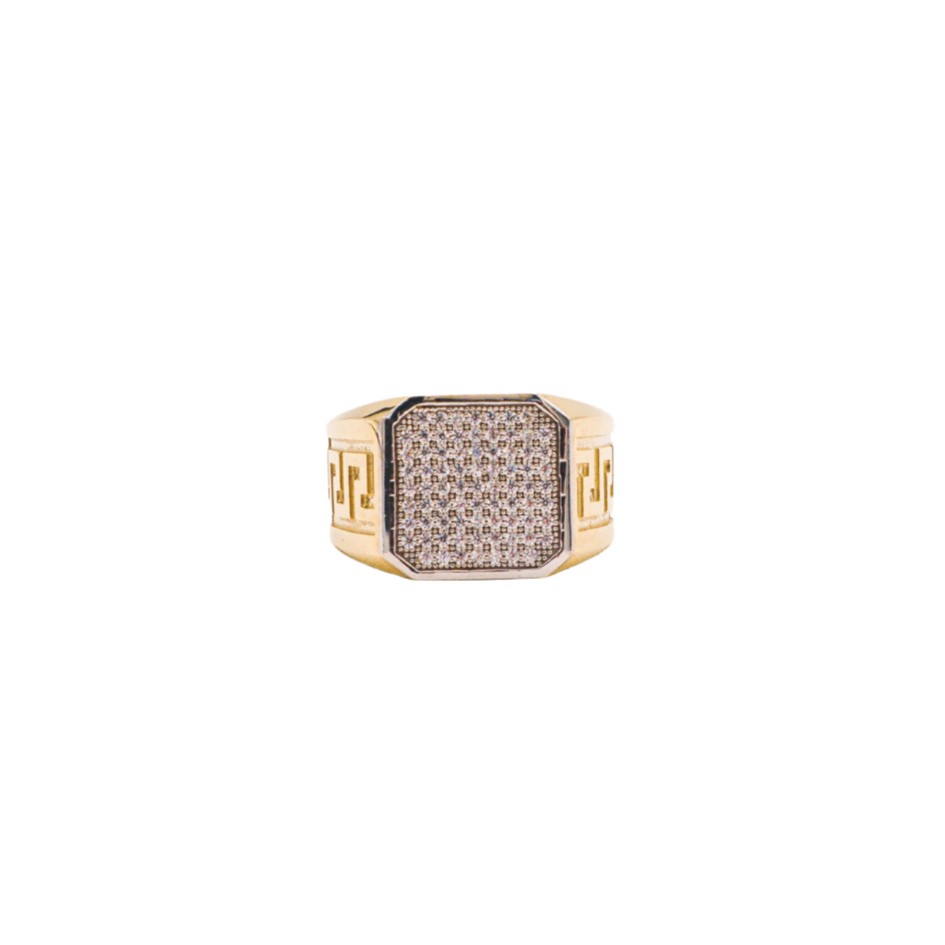 10K Solid Yellow Gold Octagon CZ Baroque Ring