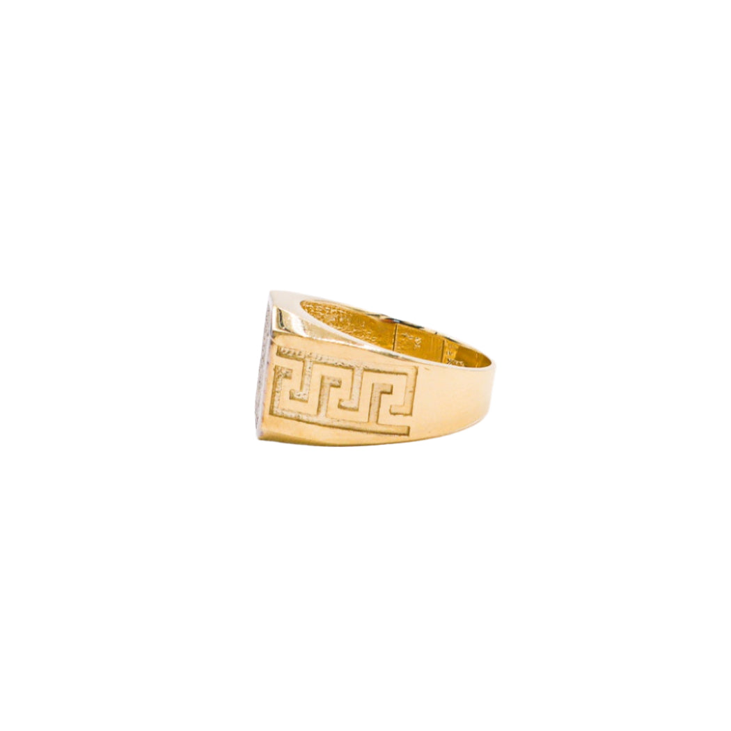 Octagon CZ Greek Baroque design Ring 10K Yellow Gold Cubic Zirconia - STF DIAMONDS
