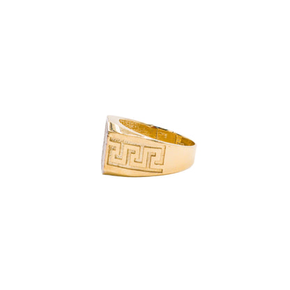 Octagon CZ Greek Baroque design Ring 10K Yellow Gold Cubic Zirconia - STF DIAMONDS