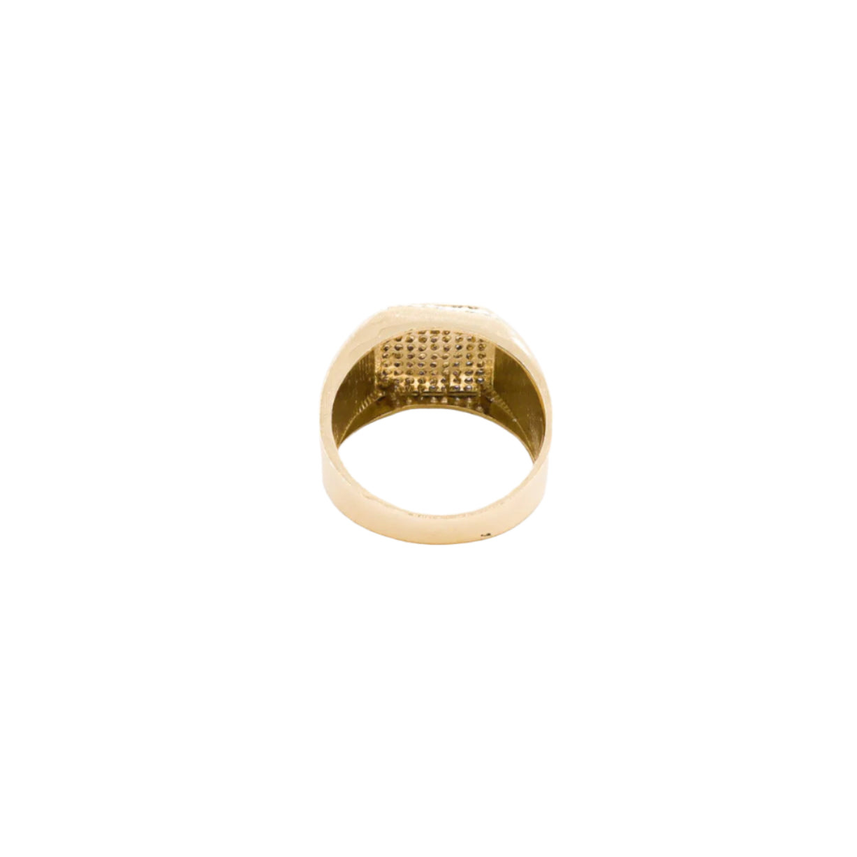 10K Solid Yellow Gold Octagon CZ Baroque Ring