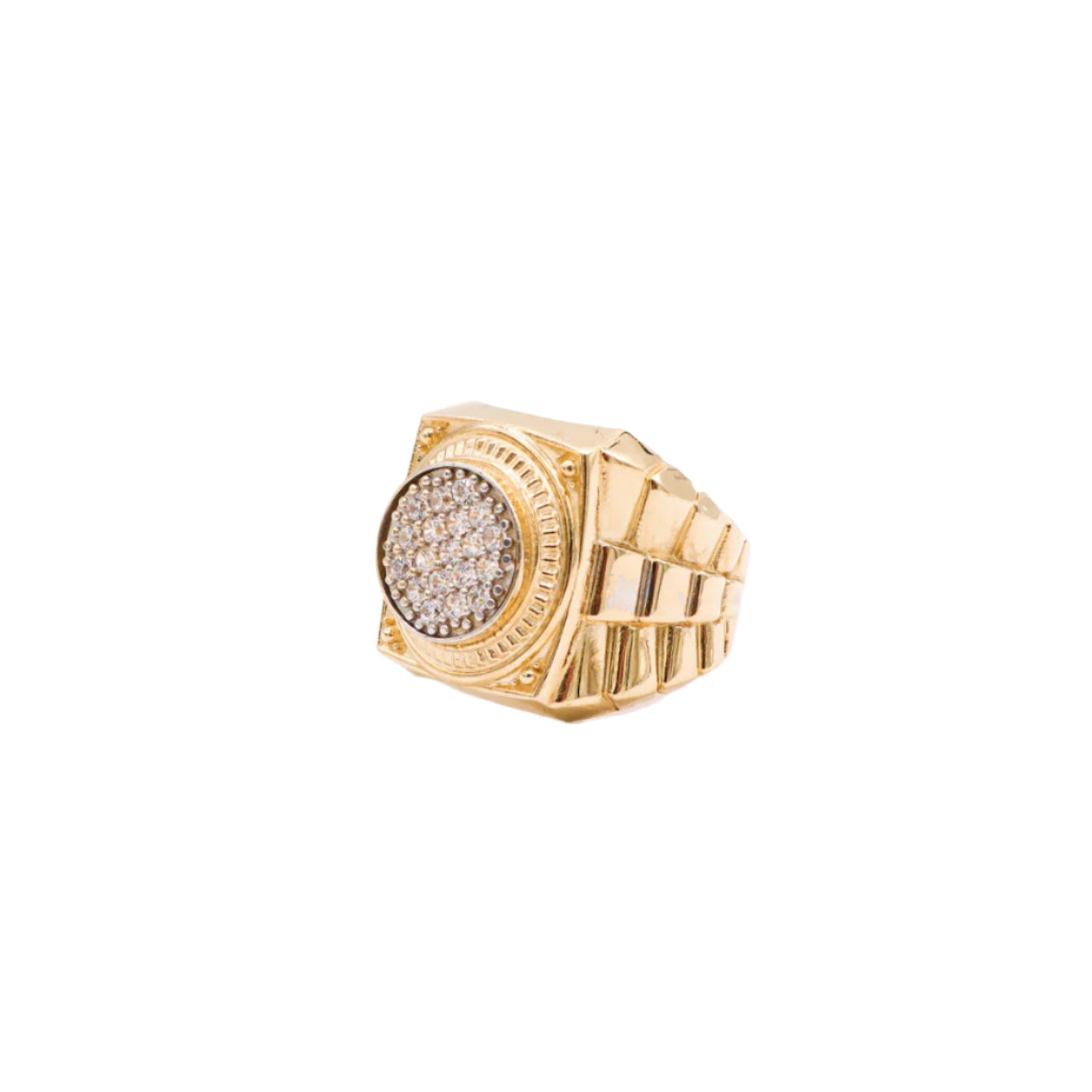 10K Solid Yellow Gold Classic Rolly CZ Ring
