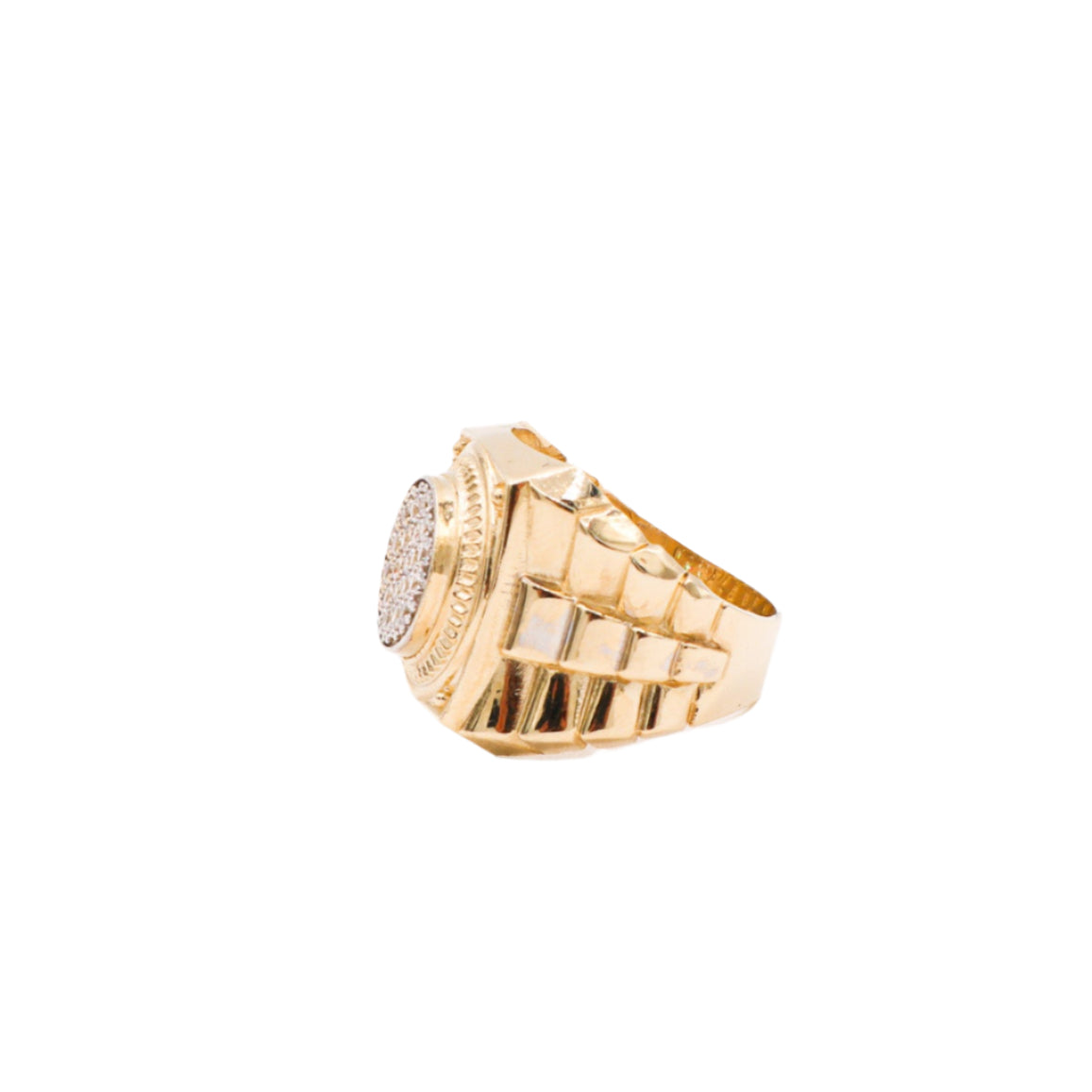 10K Solid Yellow Gold Classic Rolly CZ Ring