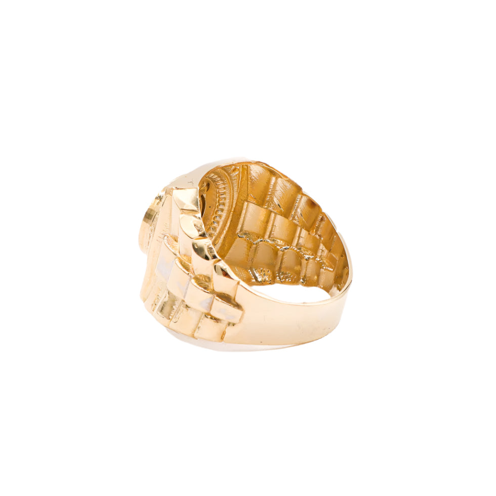10K Solid Yellow Gold Classic Rolly CZ Ring
