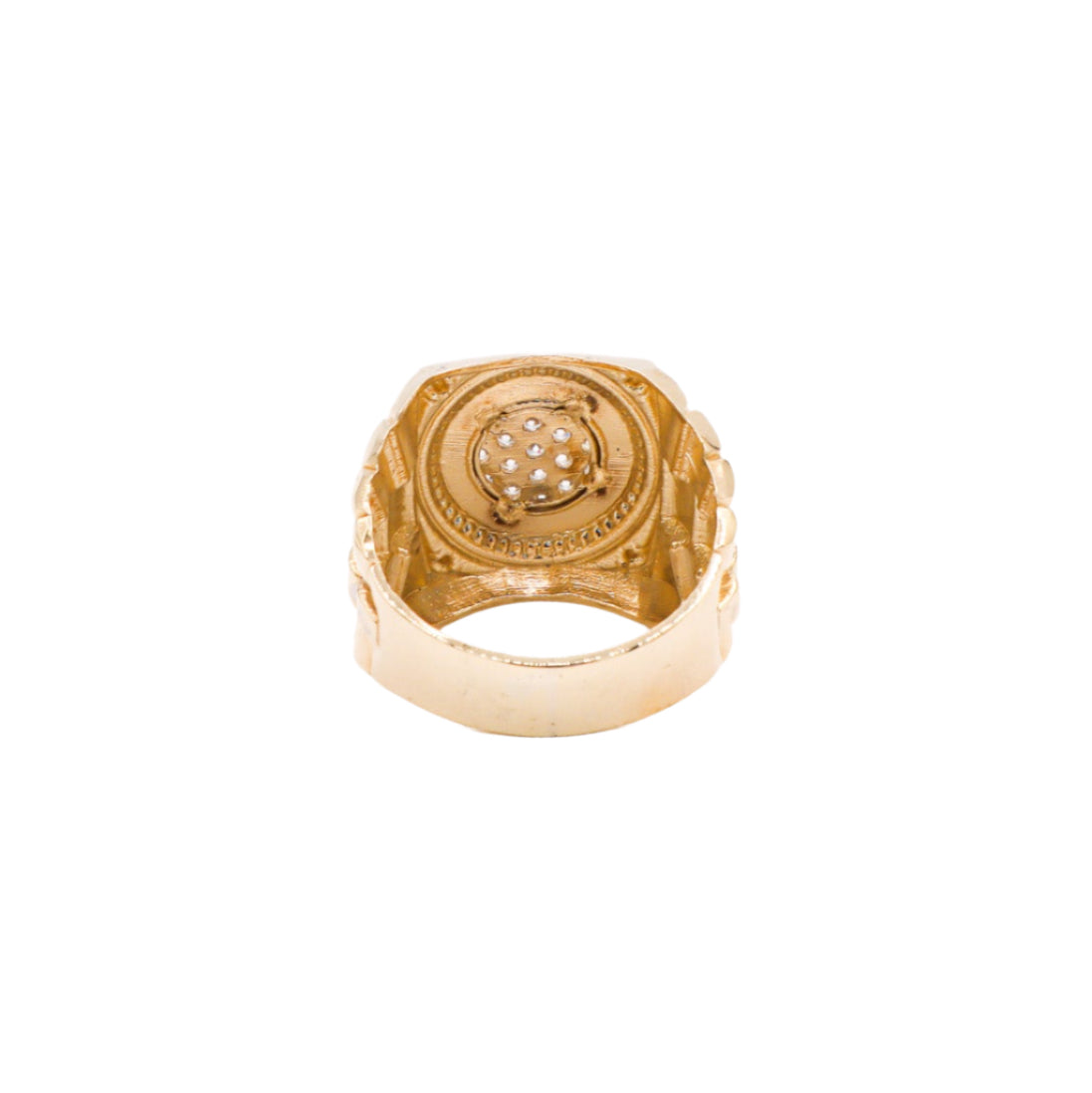 10K Solid Yellow Gold Classic Rolly CZ Ring