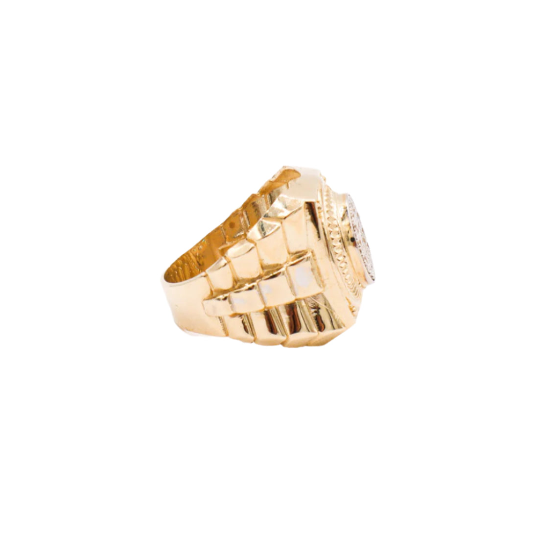 10K Solid Yellow Gold Classic Rolly CZ Ring