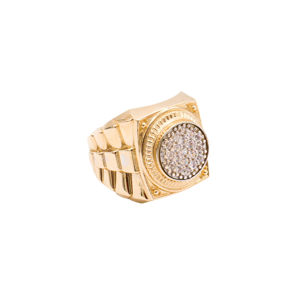 10K Solid Yellow Gold Classic Rolly CZ Ring