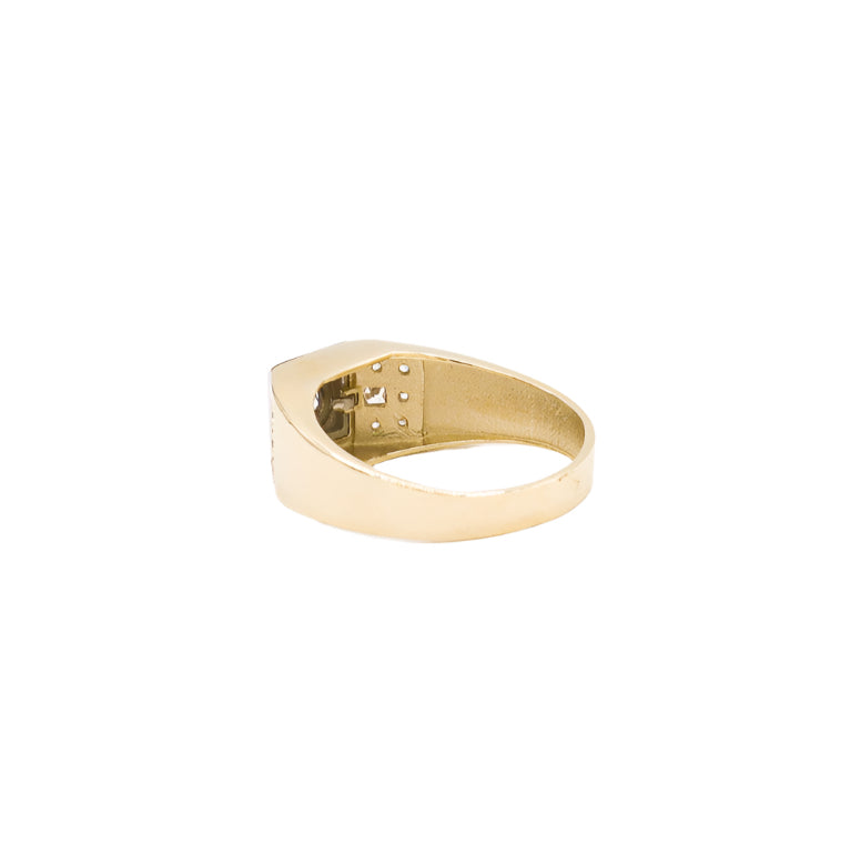 14K Solid Yellow Gold Men's Fine CZ Ring