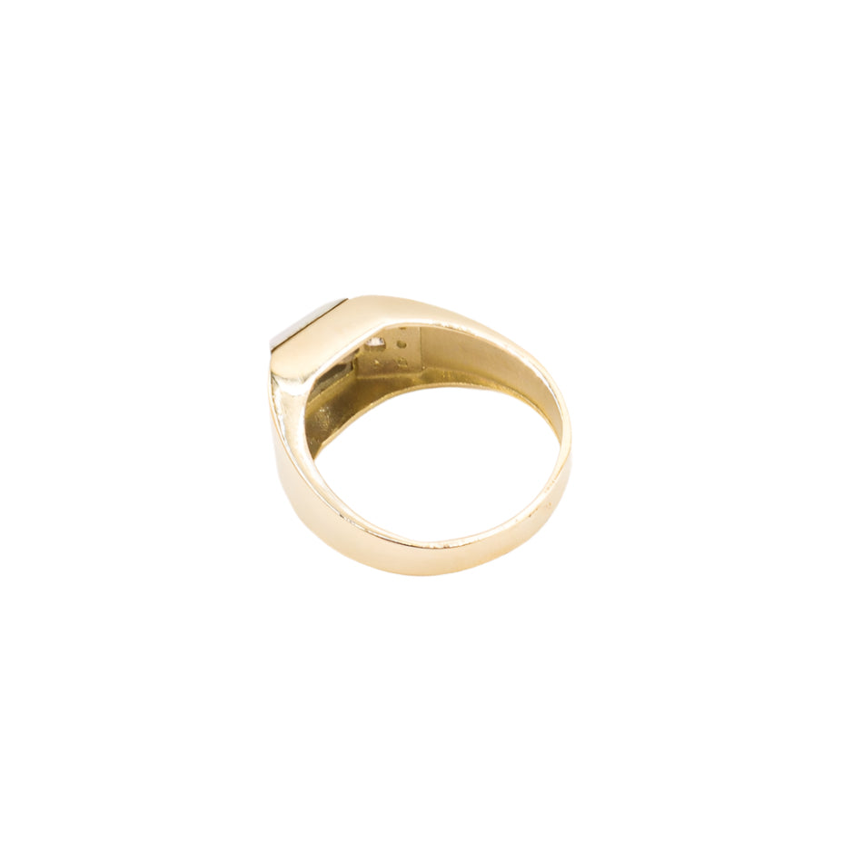 14K Solid Yellow Gold Men's Fine CZ Ring