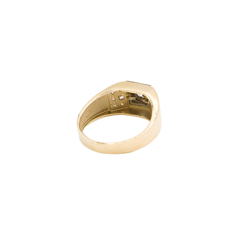14K Solid Yellow Gold Men's Fine CZ Ring