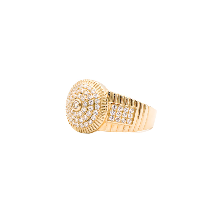 10K Solid Yellow Gold Full Round Flora CZ Ring