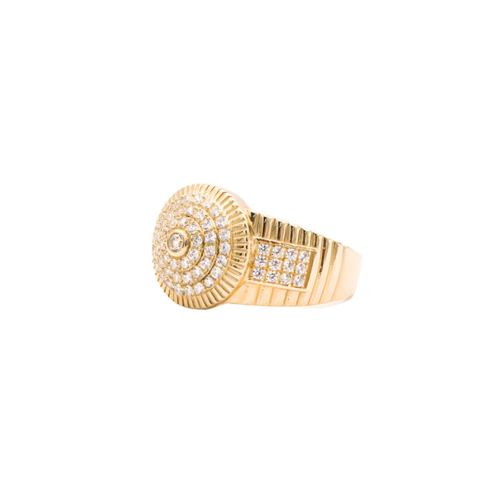 10K Solid Yellow Gold Full Round Flora CZ Ring