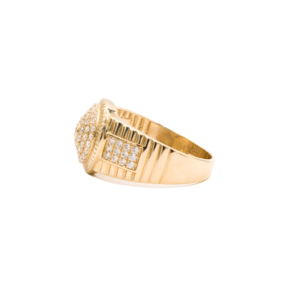 10K Solid Yellow Gold Full Round Flora CZ Ring