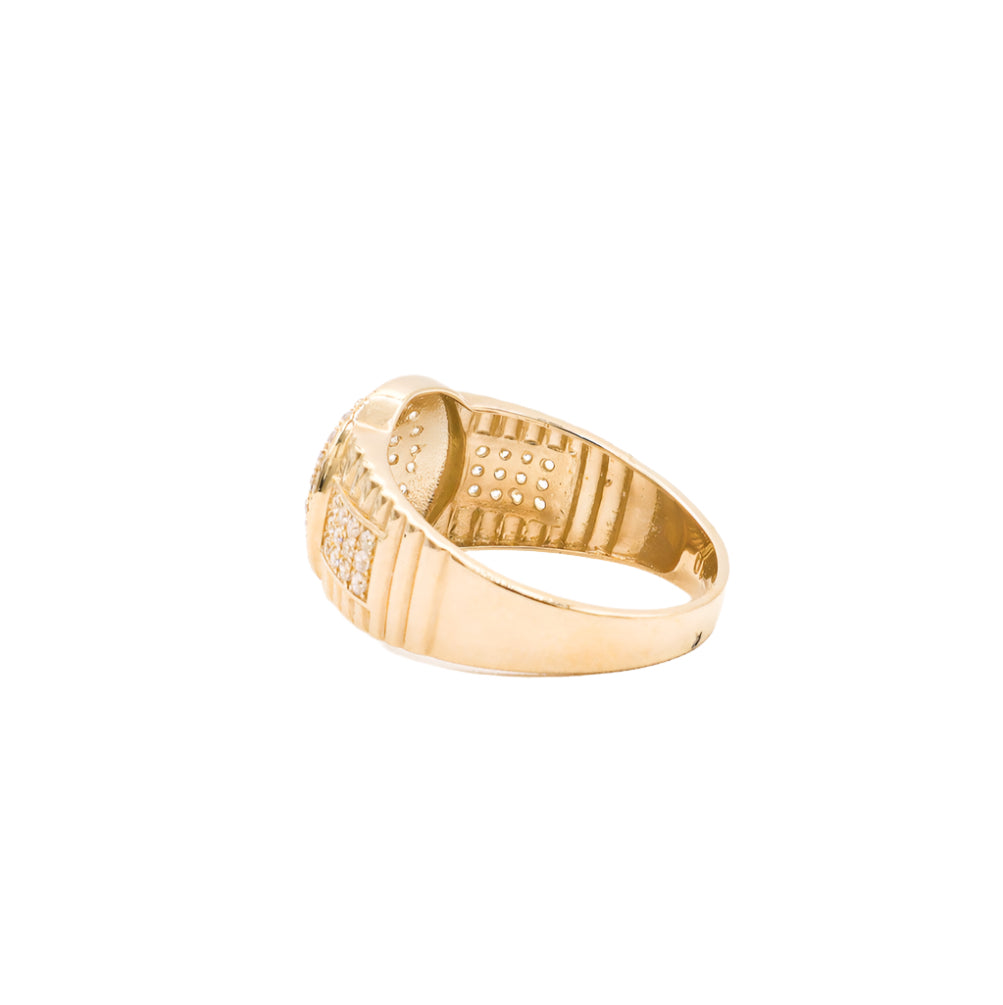 10K Solid Yellow Gold Full Round Flora CZ Ring