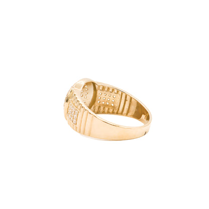 Full Round Flora CZ Ring-Real Solid 10K Yellow Gold-Cubic Zirconia [STF DIAMONDS JEWELRY]