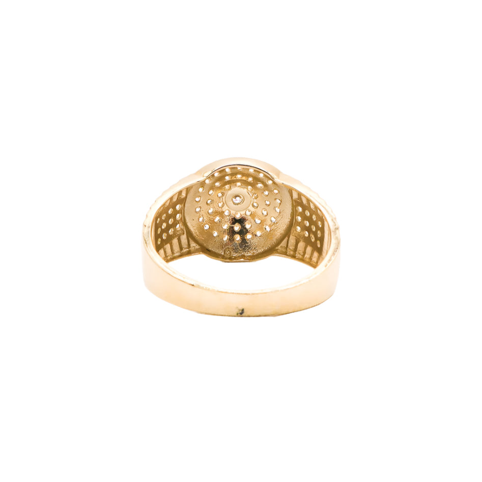 10K Solid Yellow Gold Full Round Flora CZ Ring