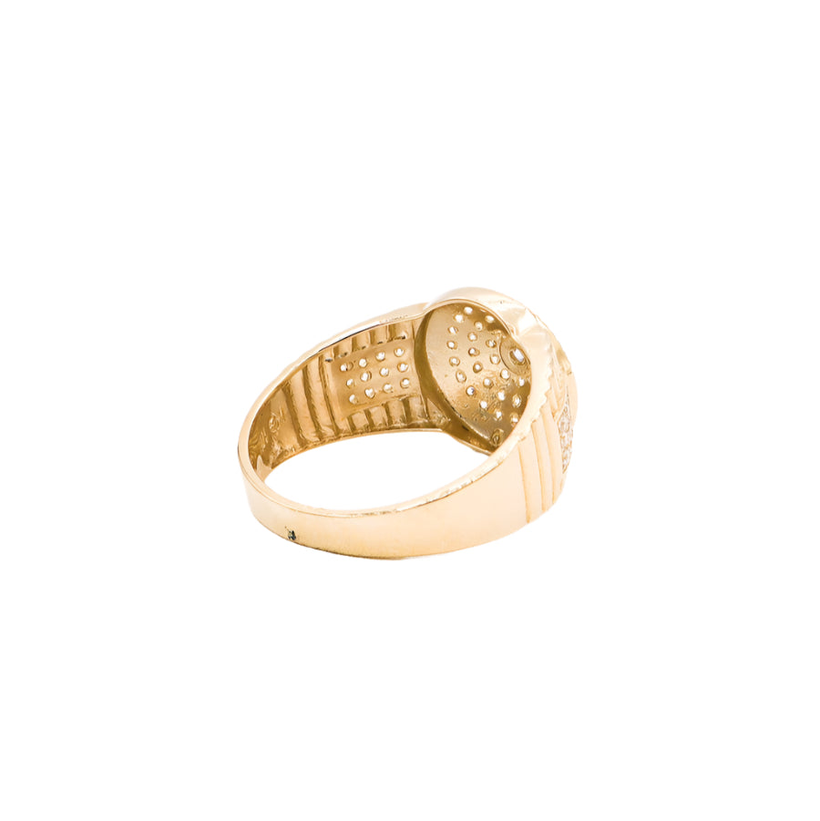10K Solid Yellow Gold Full Round Flora CZ Ring