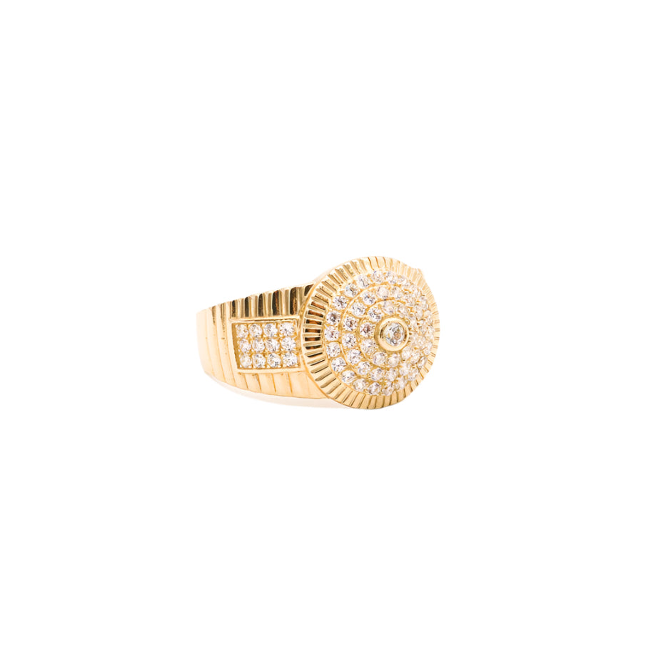 10K Solid Yellow Gold Full Round Flora CZ Ring