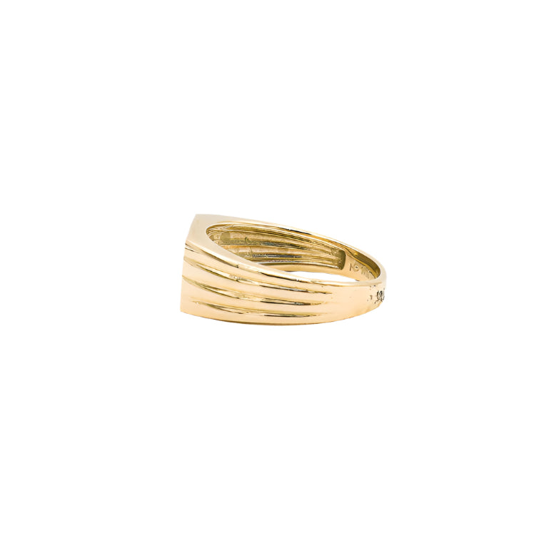 14K Solid Yellow Gold Rectangle Men's CZ Ring