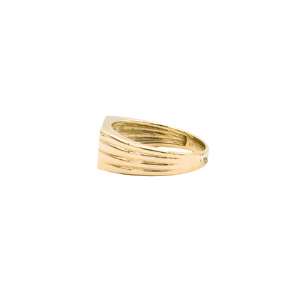 Rectangle Square Men's Fine CZ Ring-14K Yellow Gold-Cubic Zirconia [STF DIAMONDS JEWELRY]