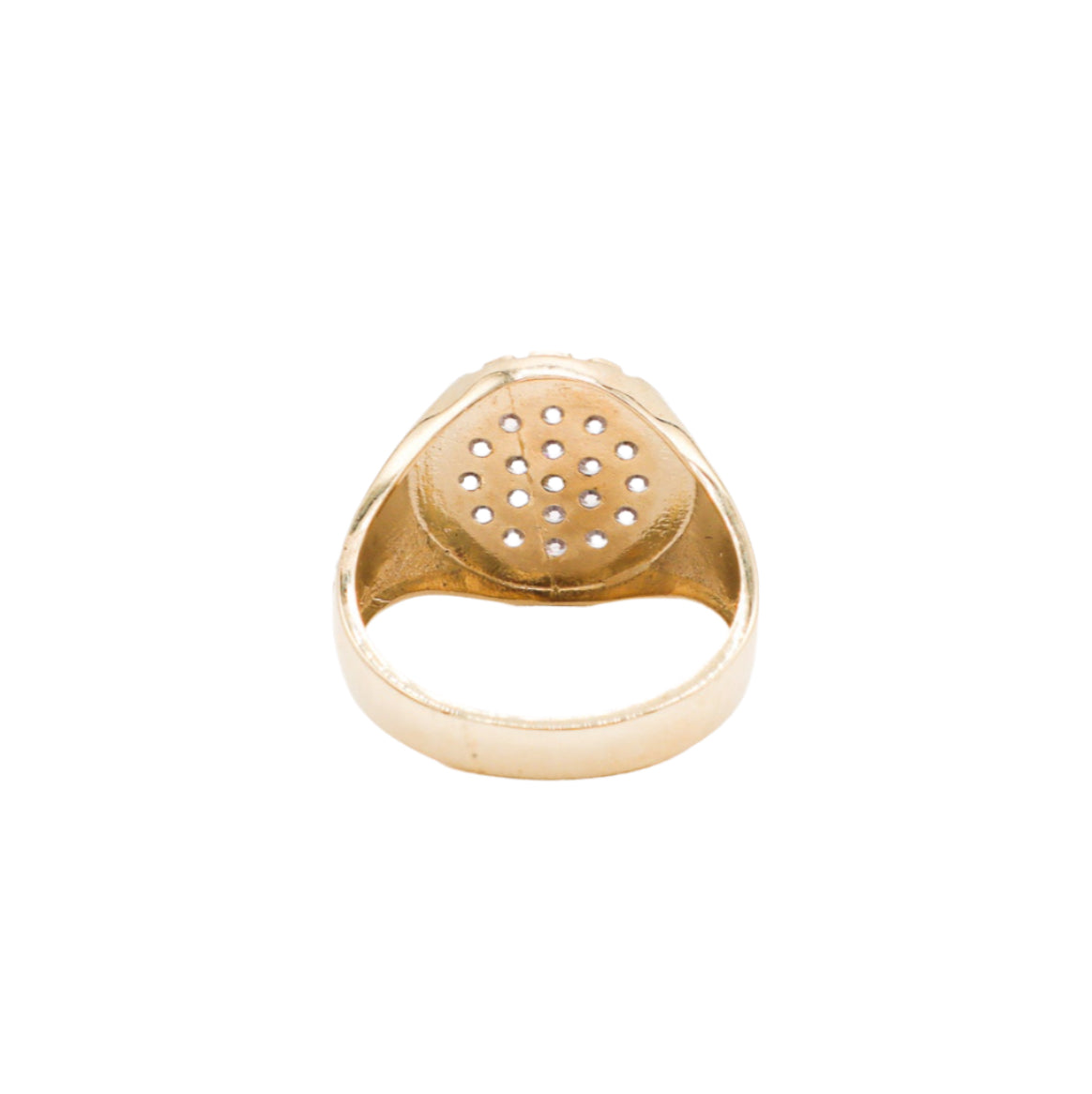10K Solid Yellow Gold Round Nugget CZ Ring