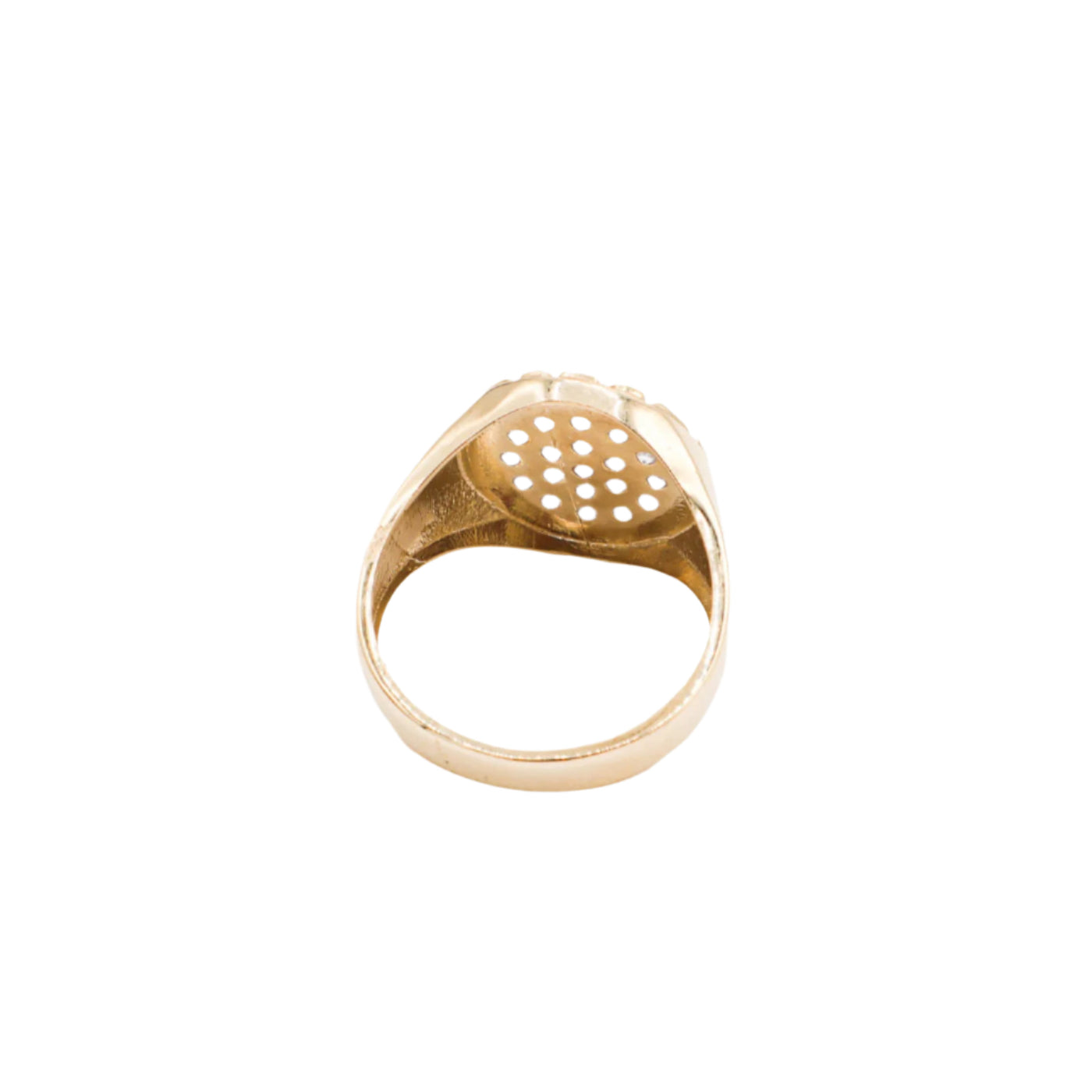 10K Solid Yellow Gold Round Nugget CZ Ring