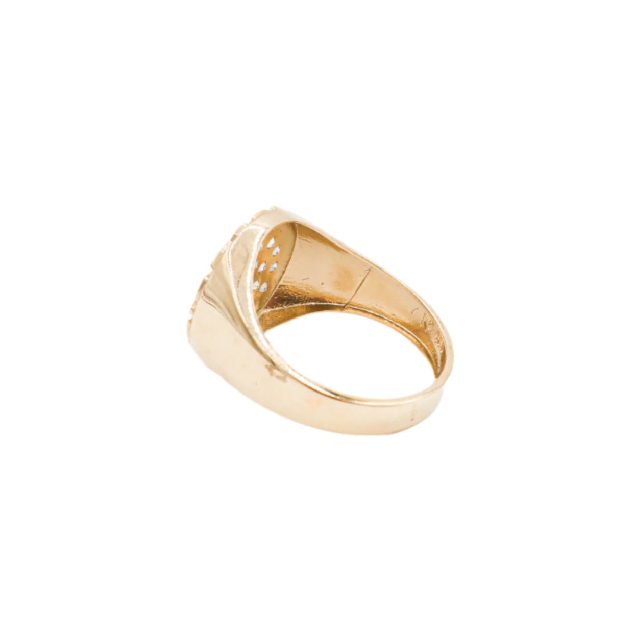 10K Solid Yellow Gold Round Nugget CZ Ring
