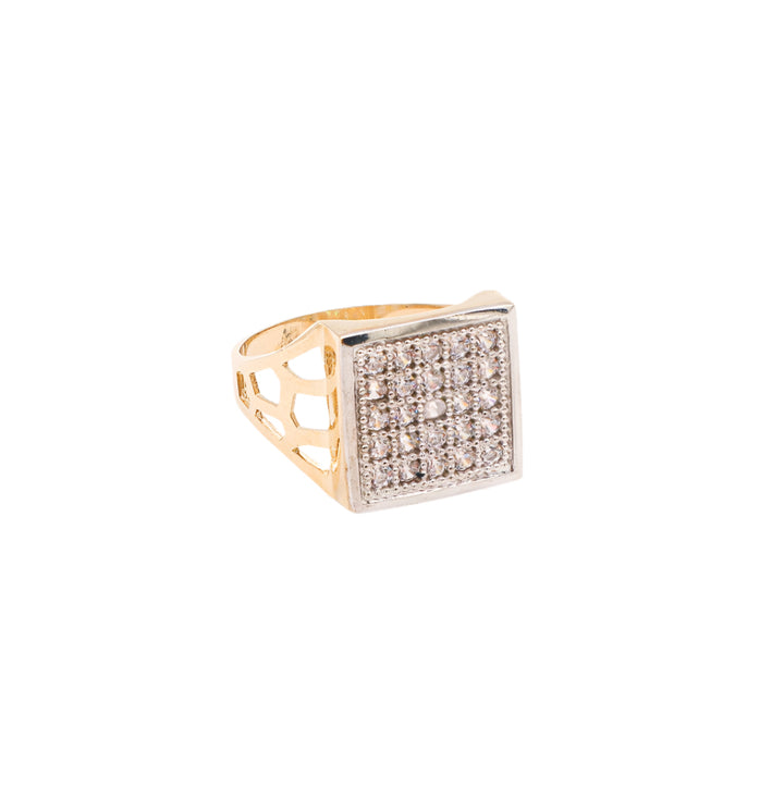 10K Solid Yellow Gold Italian Intaglio CZ Square Ring