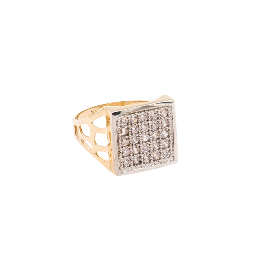 10K Solid Yellow Gold Italian Intaglio CZ Square Ring
