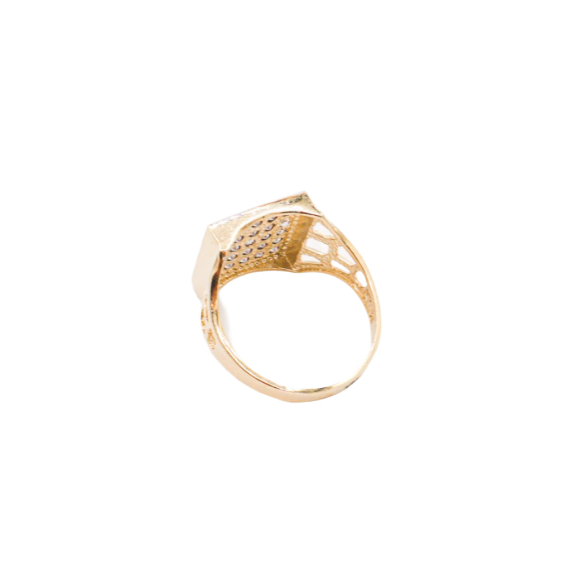 10K Solid Yellow Gold Italian Intaglio CZ Square Ring