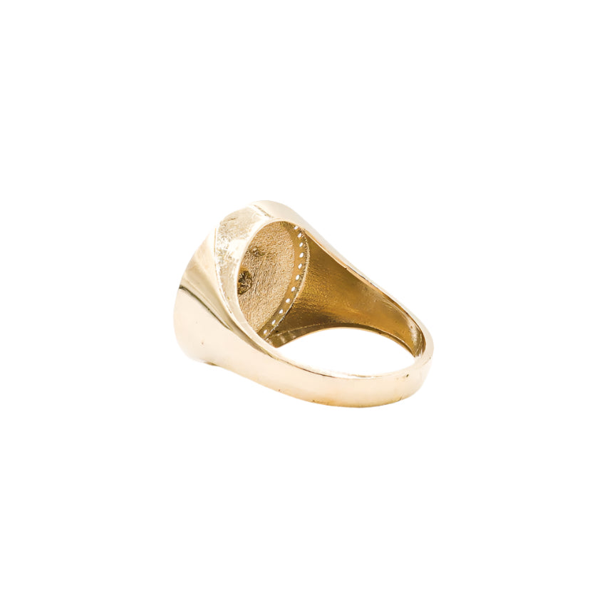 10K Solid Yellow Gold Money Sign CZ Ring