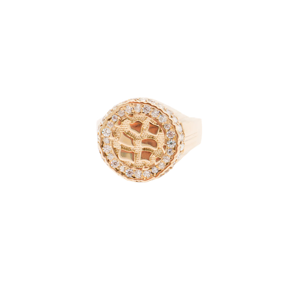 10K Solid Yellow Gold Flex Top Round Nugget CZ Ring