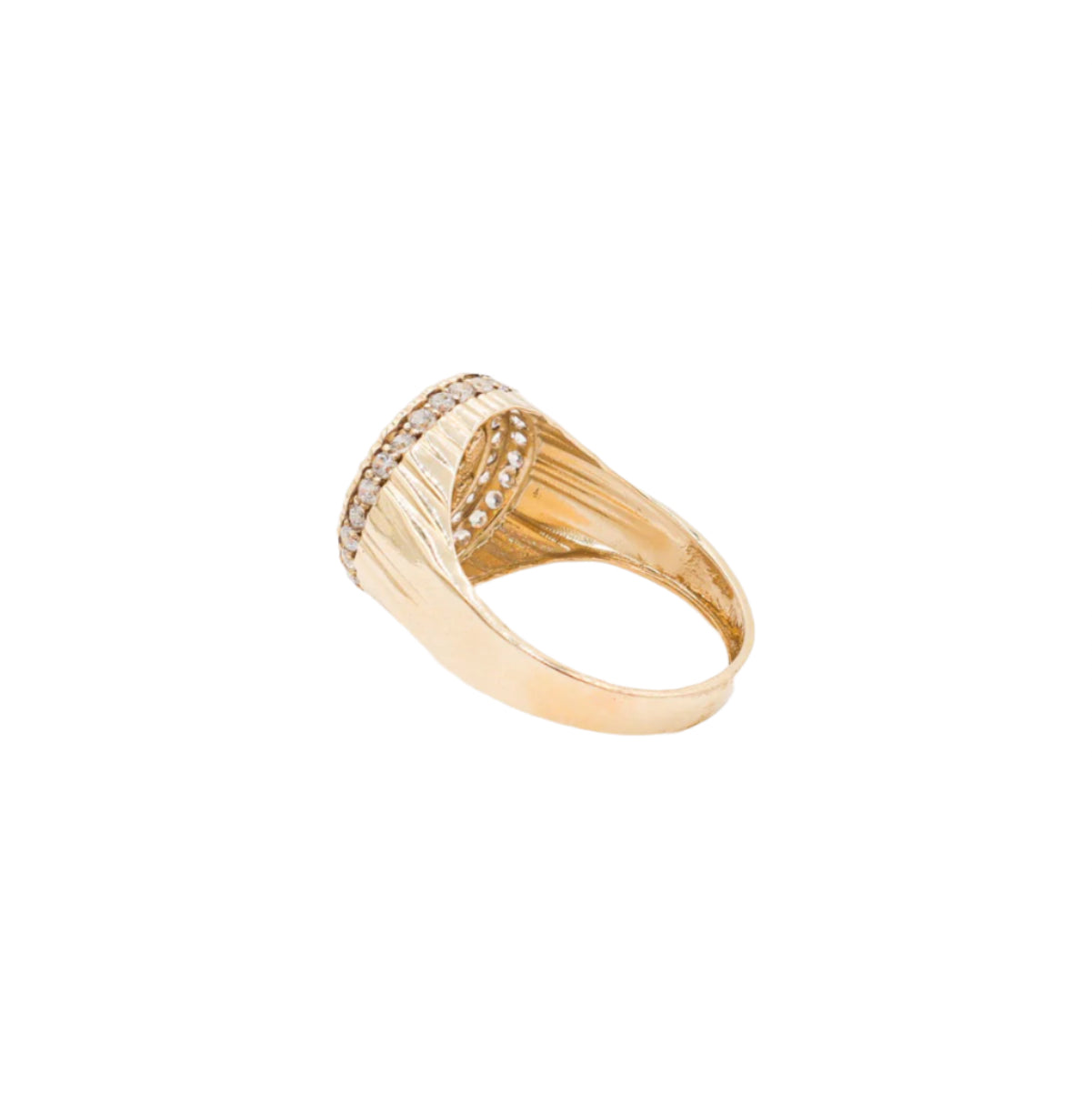 10K Solid Yellow Gold Flex Top Round Nugget CZ Ring