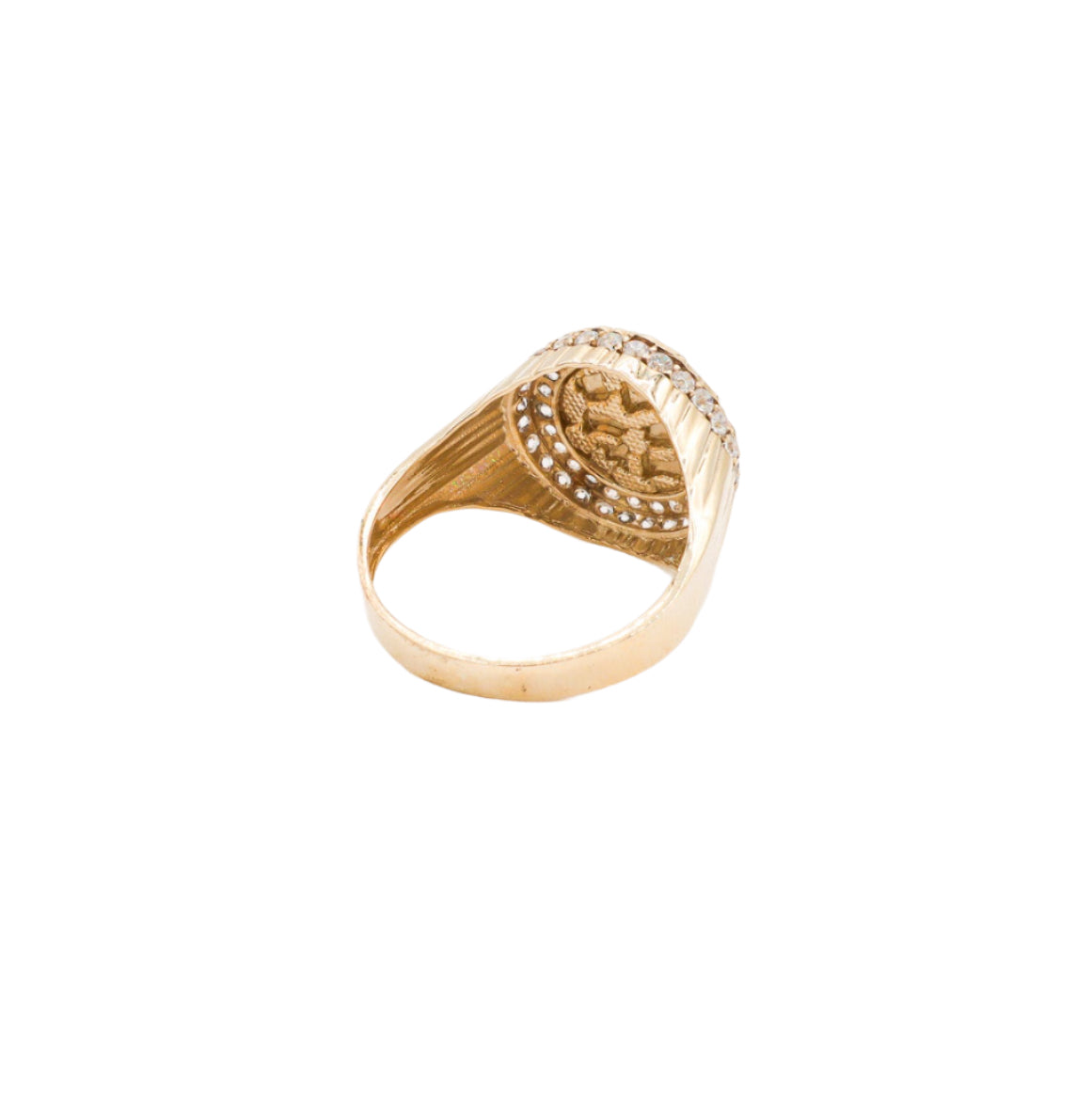 10K Solid Yellow Gold Flex Top Round Nugget CZ Ring