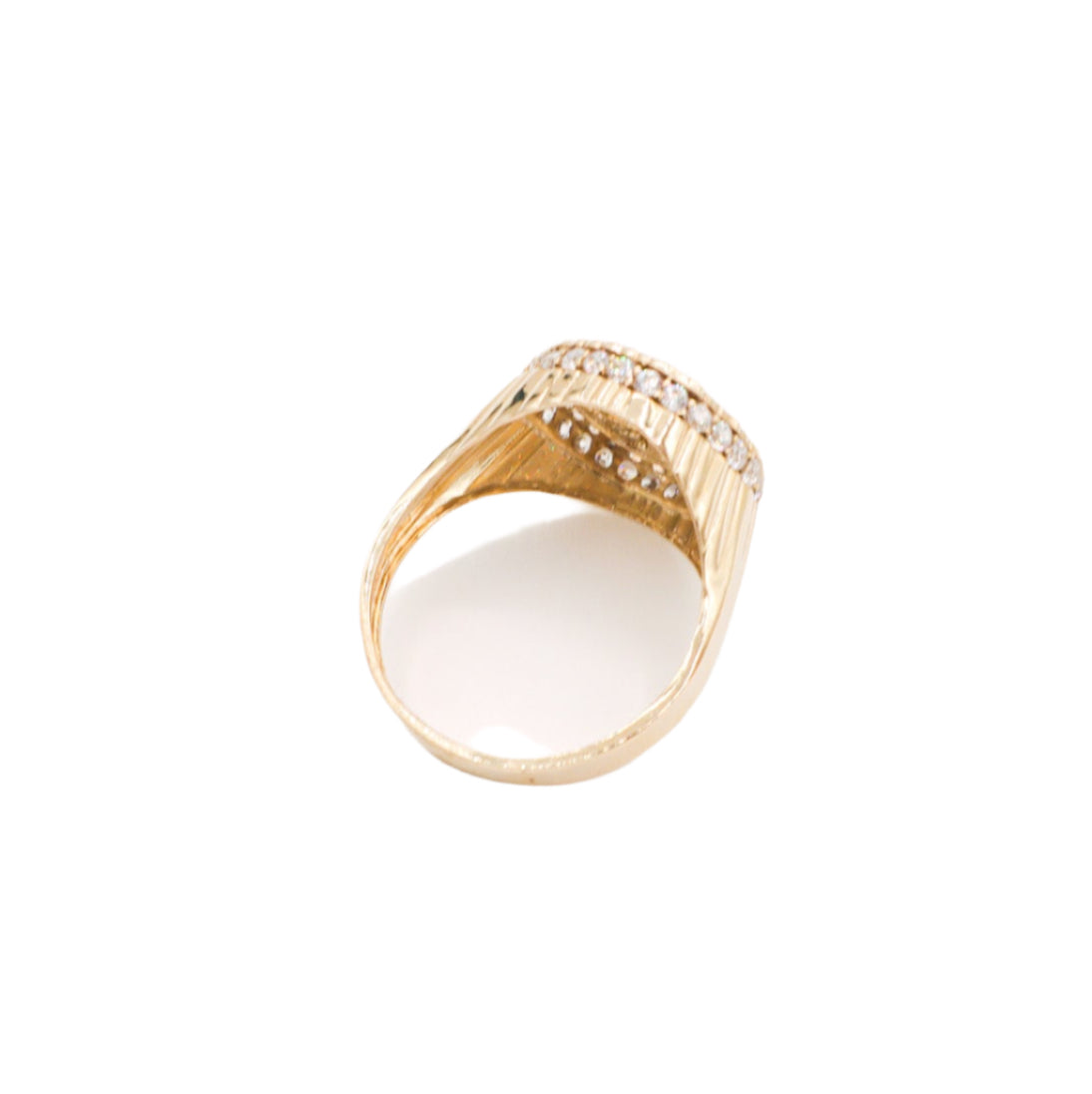 10K Solid Yellow Gold Flex Top Round Nugget CZ Ring