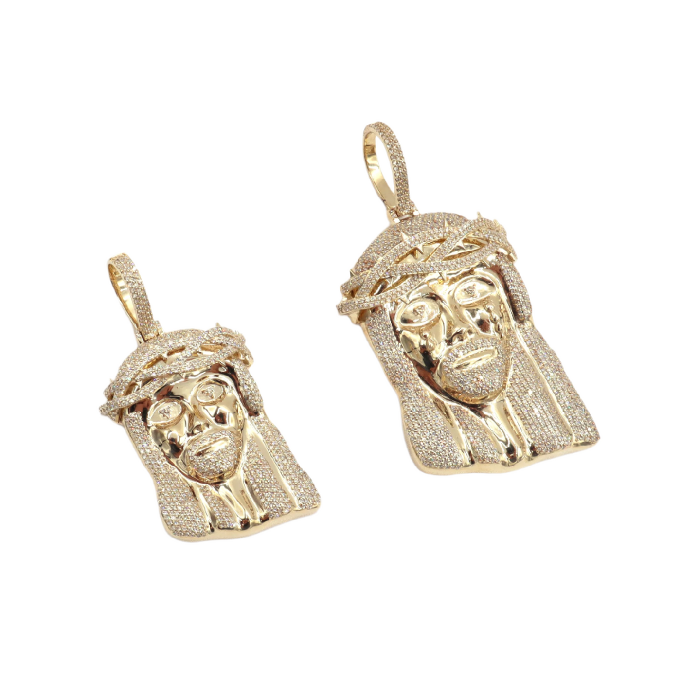 10K Yellow Gold Weeping King — Iced Out Jesus Pendant, Natural Diamonds