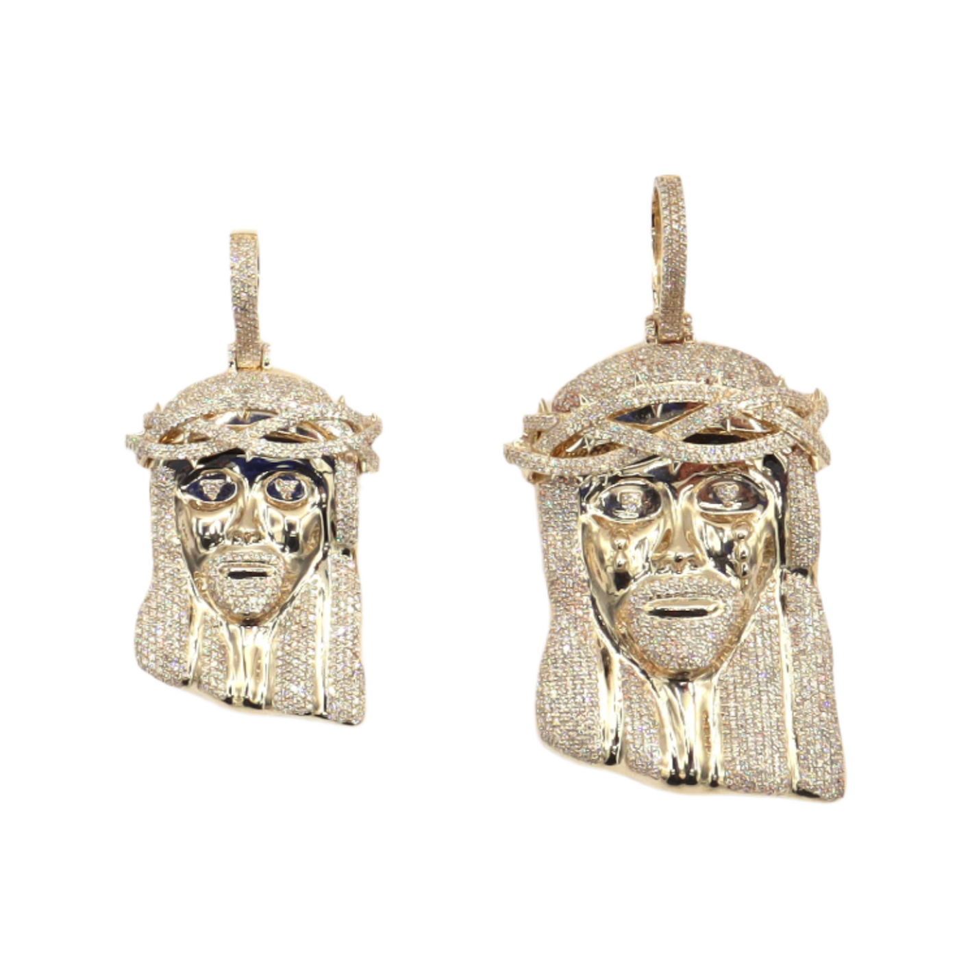 10K Yellow Gold Weeping King — Iced Out Jesus Pendant, Natural Diamonds
