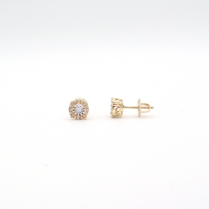 Illusion and Pavé Diamond Earrings 10K Yellow Gold - STF DIAMONDS