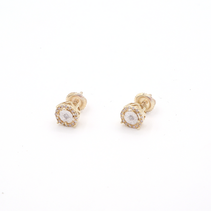 Illusion and Pavé Diamond Earrings 10K Yellow Gold - STF DIAMONDS