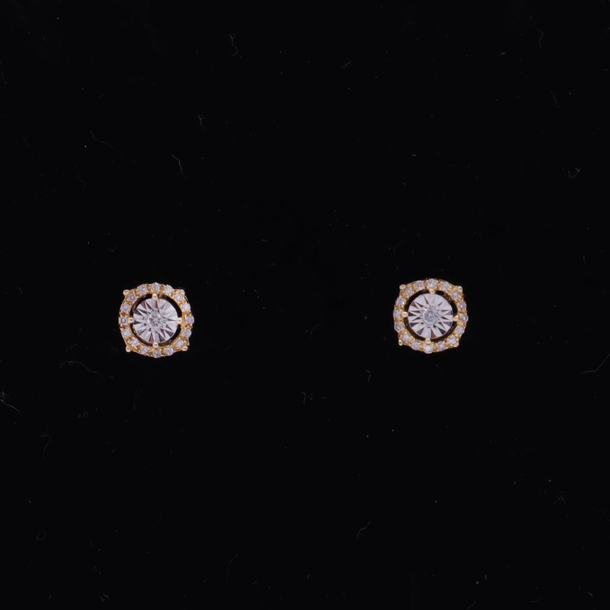 Illusion and Pavé Diamond Earrings 10K Yellow Gold - STF DIAMONDS