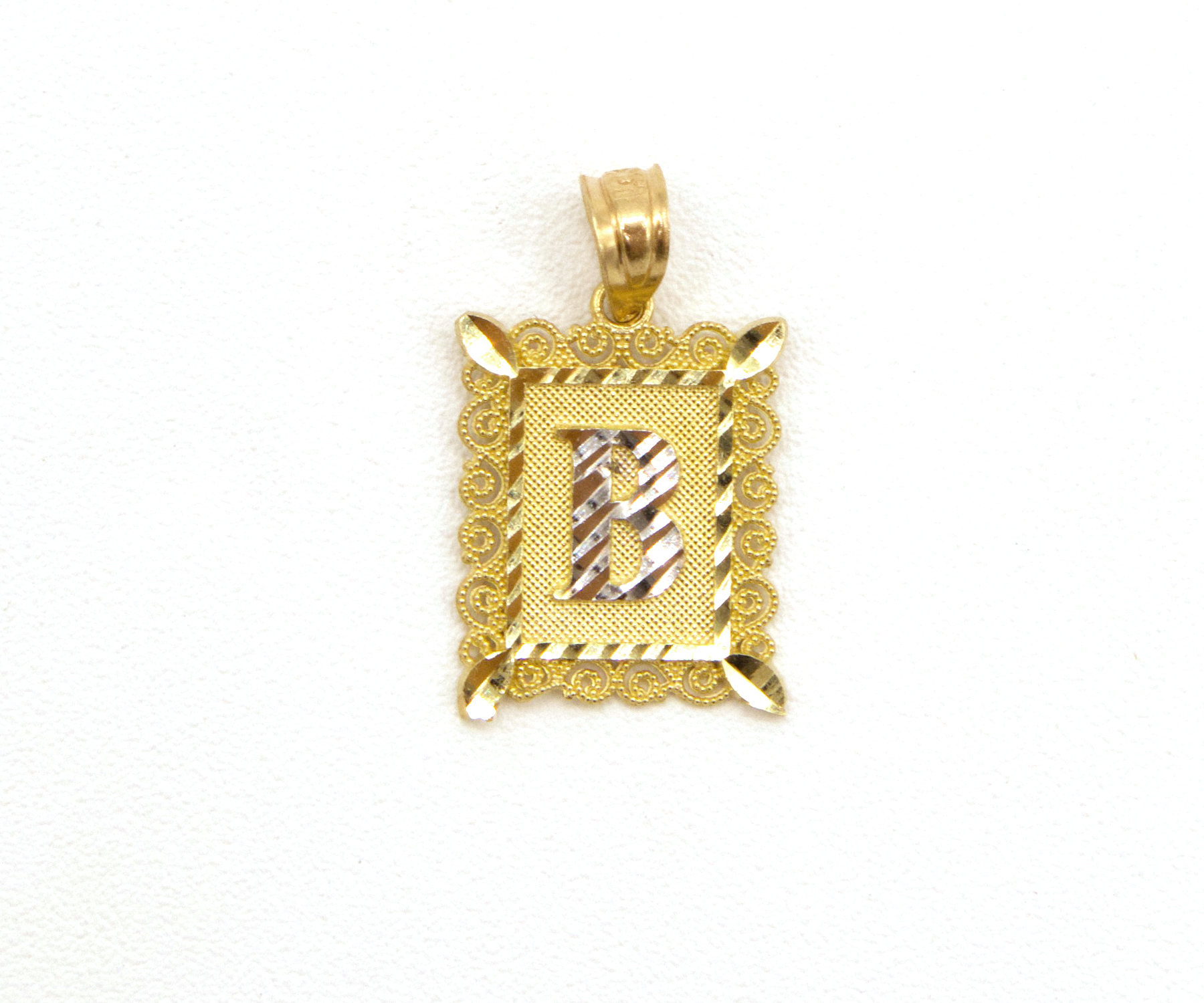 Initial Letters A to Z with Elegant European Frame 10K Pure yellow Gold Charm - STF DIAMONDS